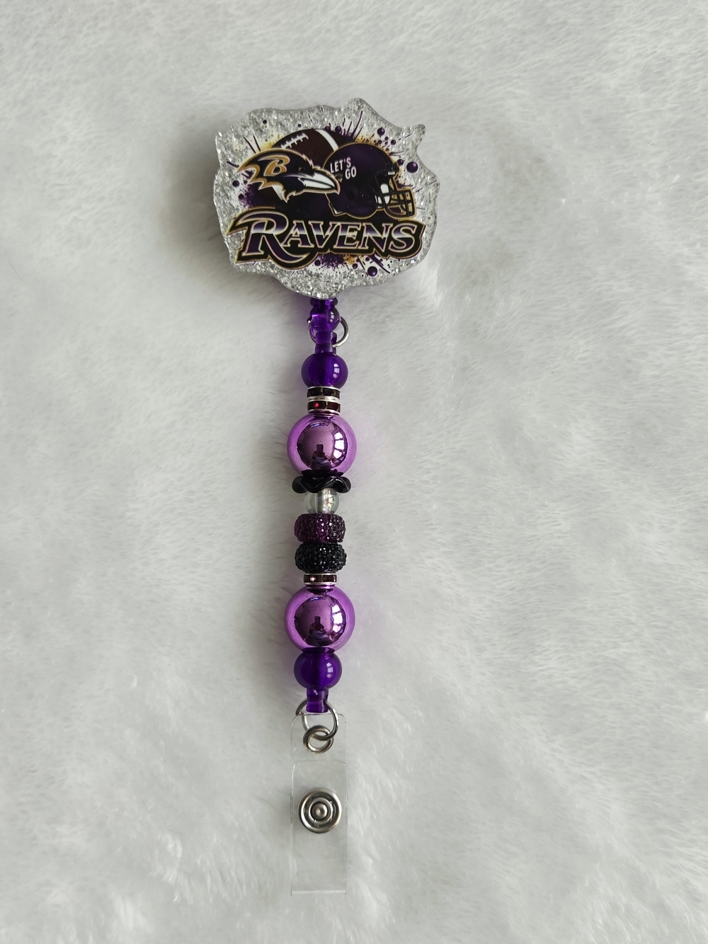 Baltimore Ravens NFL Purple Beaded Badge Reel